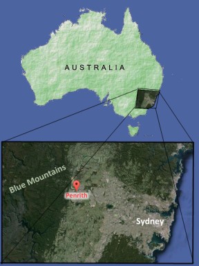 Map showing Penrith location in Australia